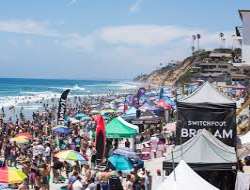 The annual Switchfoot Bro-Am event is the biggest The annual Switchfoot Bro-Am event is the biggest at Moonlight Beach. The event features huge bands, top pro surfers, and the entire surf and music wo